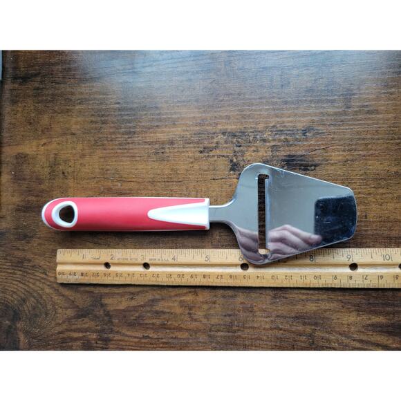 Red/White Cheese Slicer/Server w/Plastic Handle - 9" (inches) Long - Picture 7 of 7